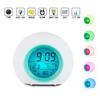 Round Colorful Backlight LED Time Date Temperature Display Snooze Alarm Clock