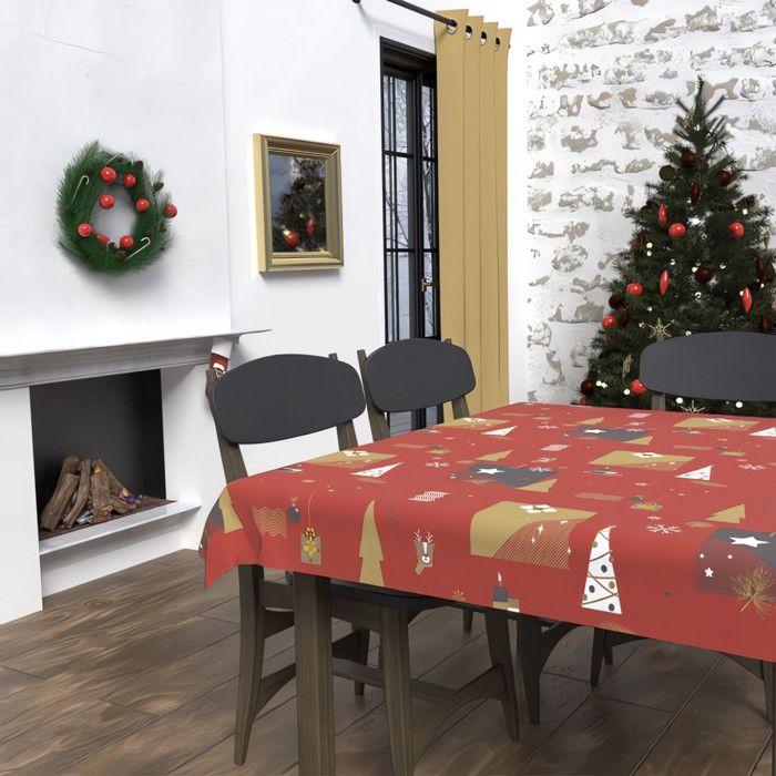 Nappe rectangle anti-tâches 140x240 cm SAPIN rouge, par Soleil d'Ocre