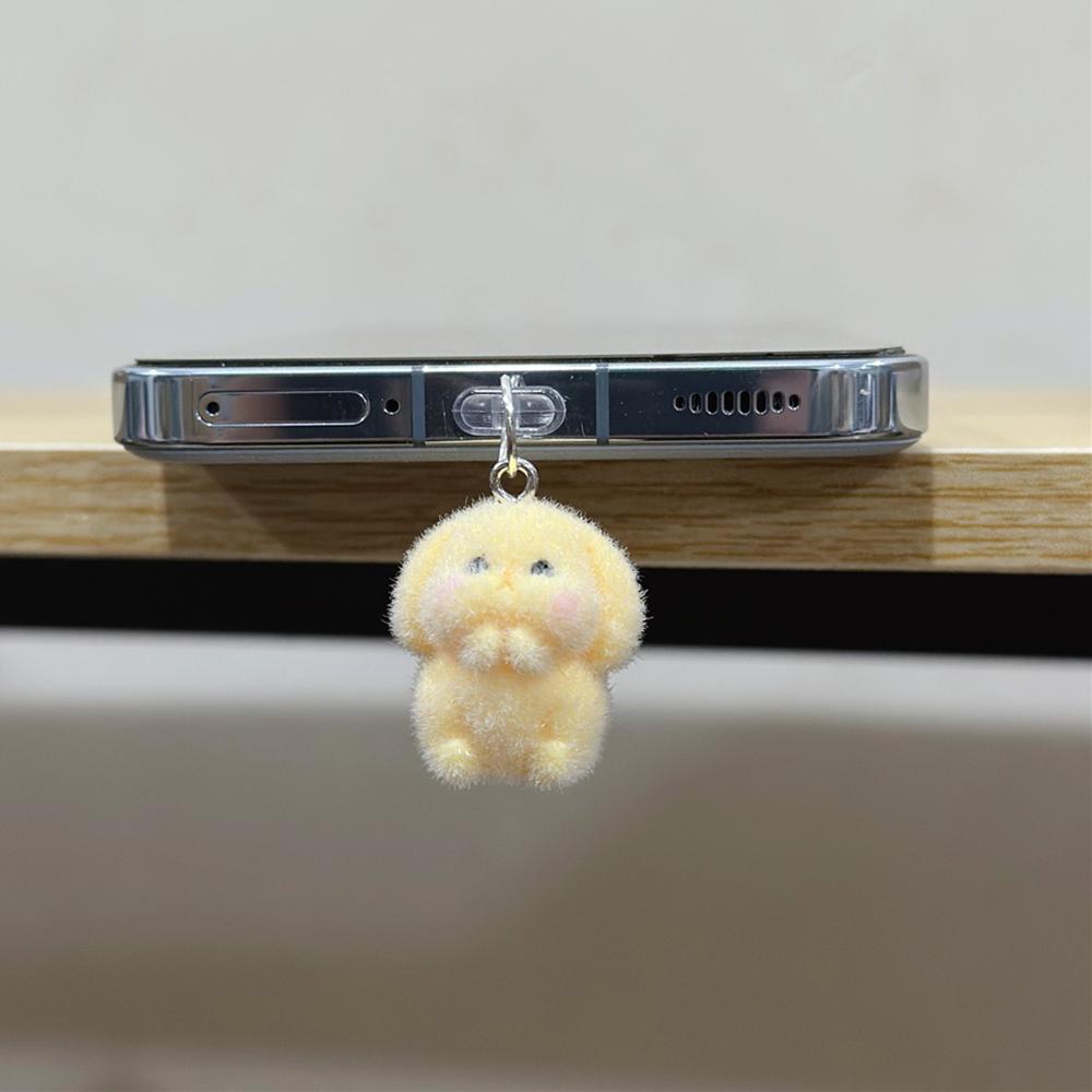 

New Cute Flocking Bunny Dust Plug Charm Pendant Suitable For Iphone For Samsung Type-C Interface Dust Plug Accessory Decoratio жовтий