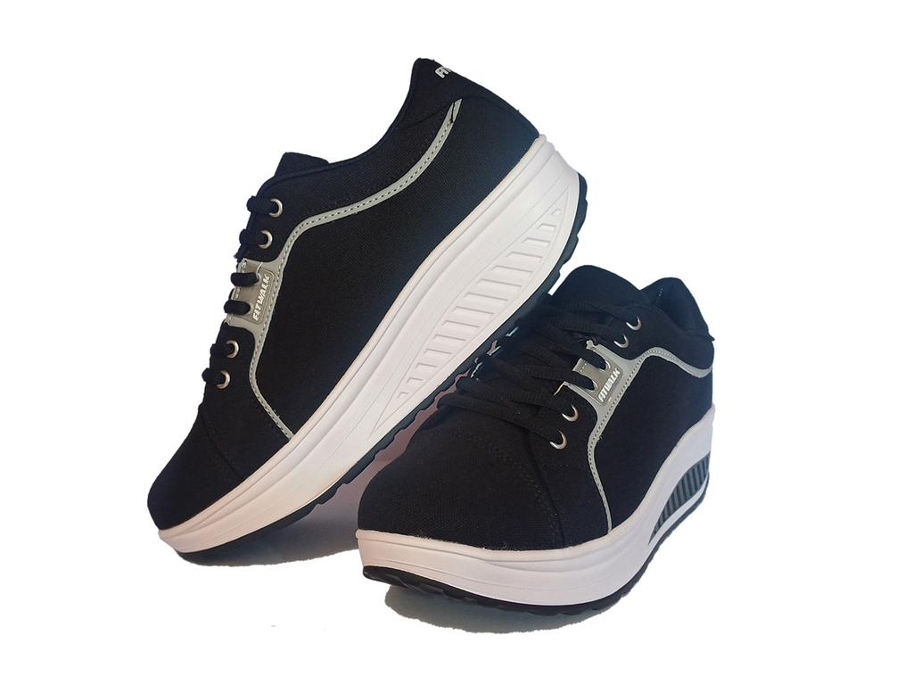 Fit Walk Rocker Sole Sneakers Black 38