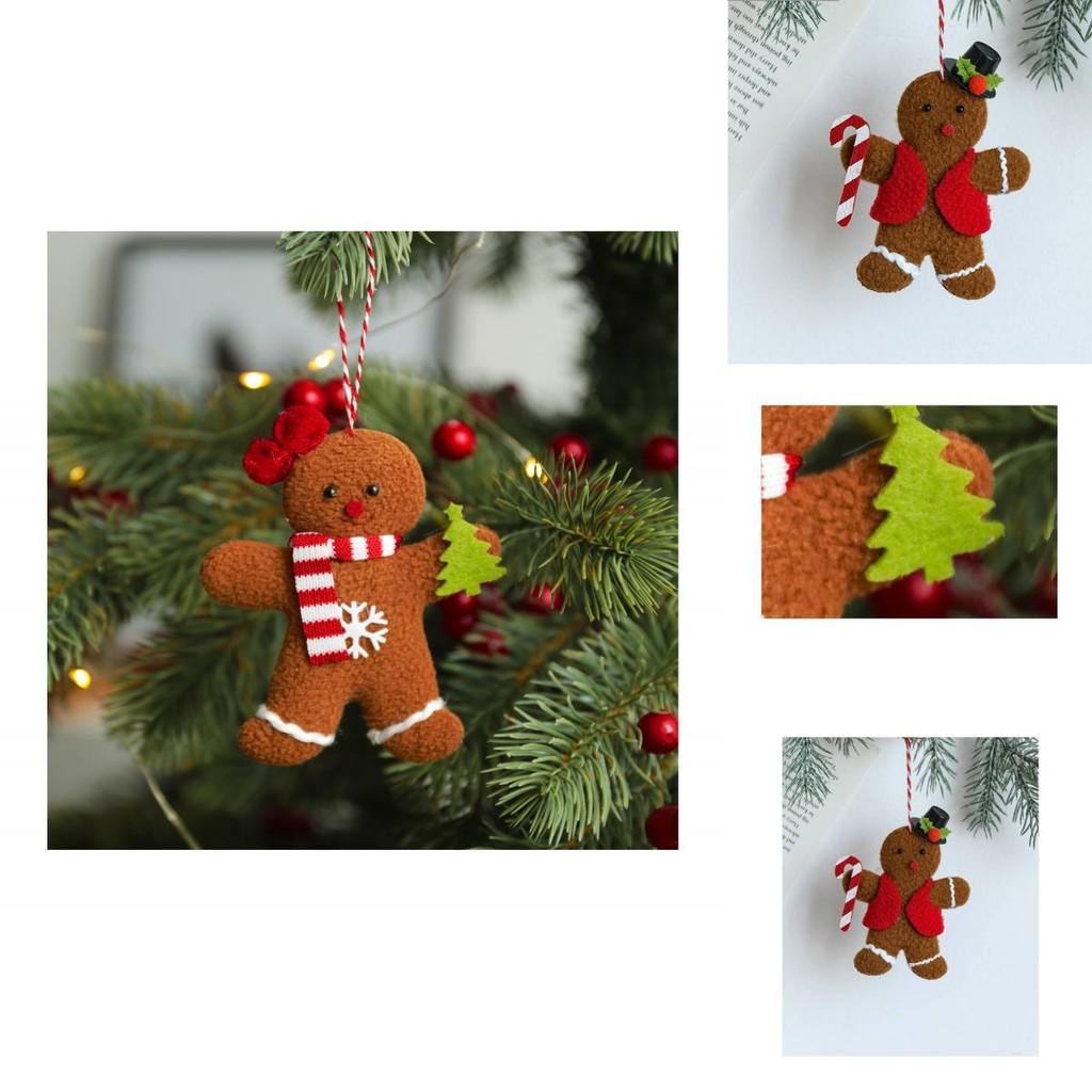 Adorable Brown Gingerbread Man Fabric Ornaments For Charming Christmas Tree Decoration