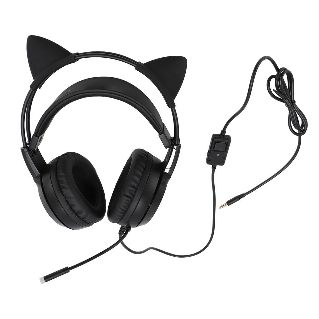 Gaming Hdset 3.5mm Plug Stereo Noise Reduction Cute Cat   Over r Hdphone with Mic for Girls for X BOX PC Phone