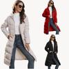 Women's Long Hooded Cotton Jacket Winter Warm Stylish Slim Fit Down Coat Available In Black Red Khaki