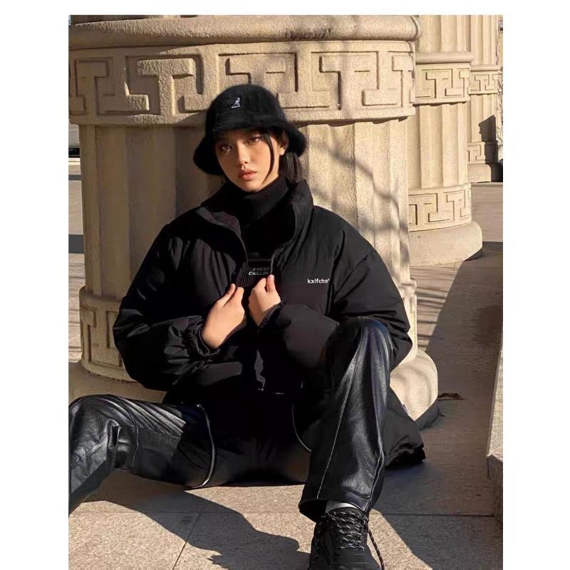 Orange Daunenjacke Damen kurz Stehkragen neu Winter Tide Marke locker Paar Brotjacke verdickt