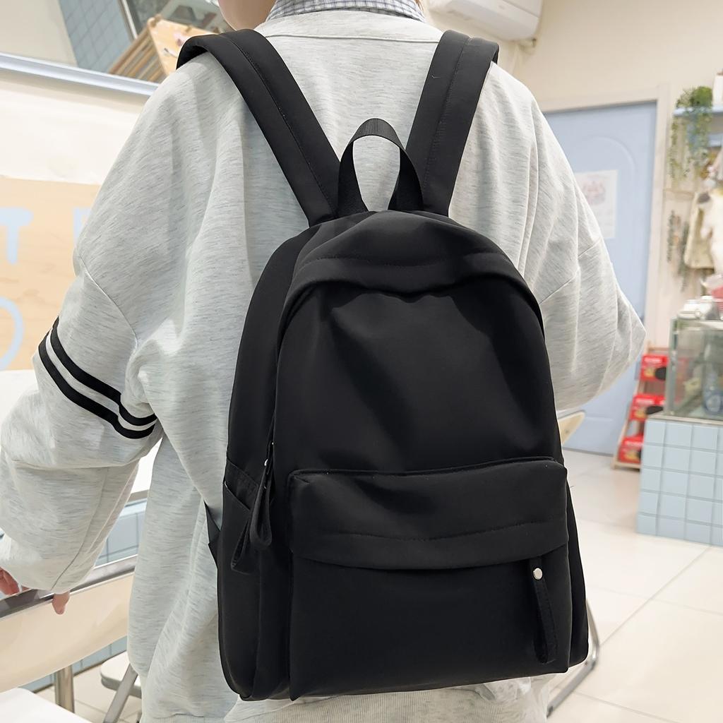 Schoolbag new solid color high school schoolbag casual versatile college backpack simple fashion junior high school shoulder leisure bag