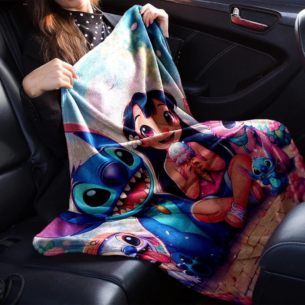 1Pc Lilo Stitch Adventure Blanket Soft Throw Blanket For Home Bedroom Bed Sofa Travel Office Solid Christmas Blanket
