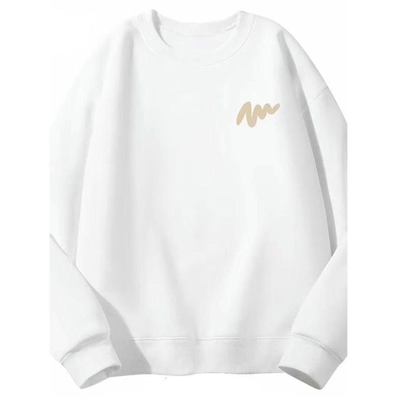 Brand Simple Round-Neck Sweatshirt for Men and Women, Spring and Autumn Style, Fleece-Lined, Loose and Versatile, Men's Top, Trendy Men's Clothing