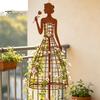 Outdoor Plant Climbing Trellis Vintage Metal Lady Trellis, Iron Girl Shaped Garden Support Stake, Decorative Yard Ornament Flower Vine Art for