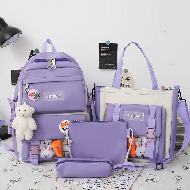 primary school students in grades 3 to 6, school backpack for women, five-piece set, backpack breathable and wear-resistant