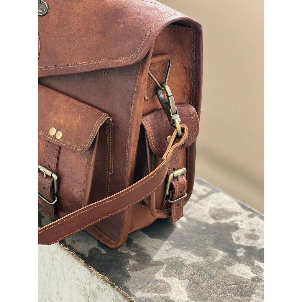 Vintage Leather Messenger Shoulder Laptop Bag Men's Genuine Briefcase