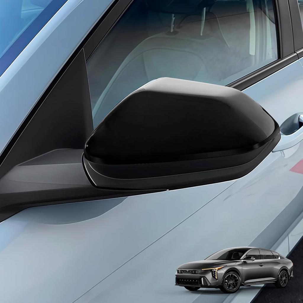 ABS Car Exterior Mirror Cover Side Rear View Mirror Covers Caps Compatible with Kia K4 2025 2026 Accessories (Glossy Black Style)