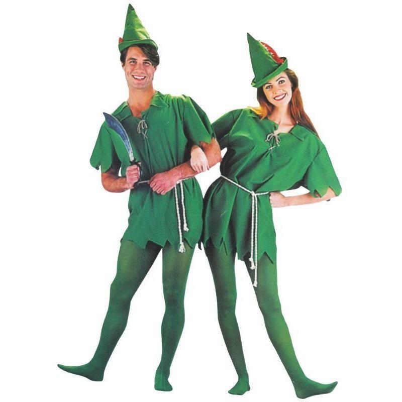 COS Halloween Green Elf & Robin Hood Costume for Adults and Kids: Peter Pan & Tinkerbell Theme.