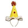 Upright Mini Party Clown Hat Accessory with Preassembled Headband for Quick Party and Costume Outfit Finishing and Styling
