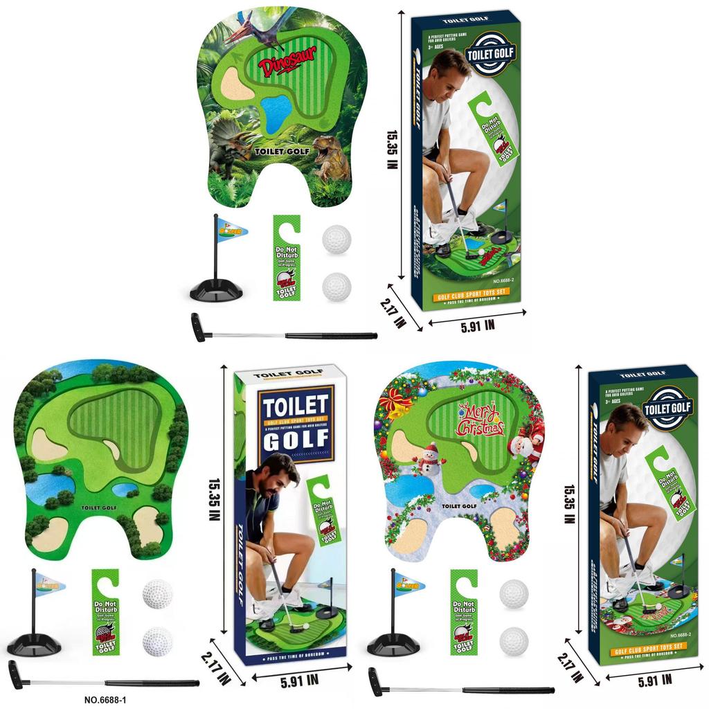 Pvc Dinosaur Toilet Toy Mini Golf Set For Kids Christmas Gift