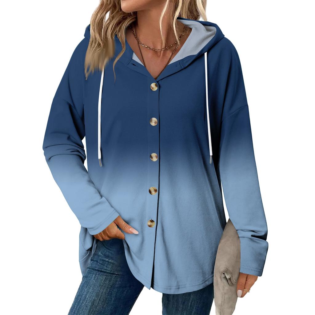 Damenmode Lässiger Raglan Langarm Kordelzugmantel, Vintage geknöpfter Kapuzenmantel