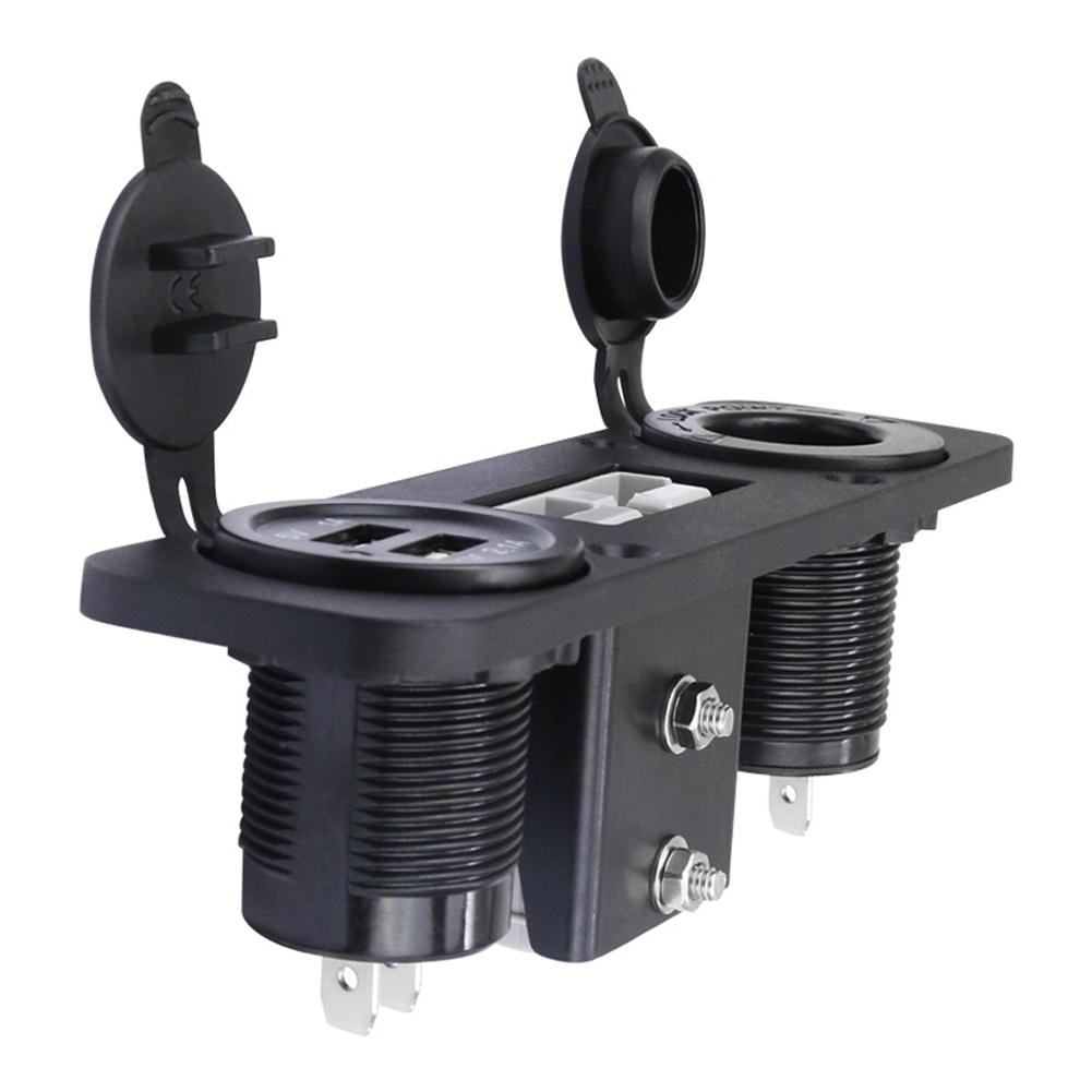 3 In 1 Anderson Plug Adapter 12/24V 50A Anderson Socket Panel Dual USB Port Flush Mount Socket Plate for Auto Truck SUV Vehicle