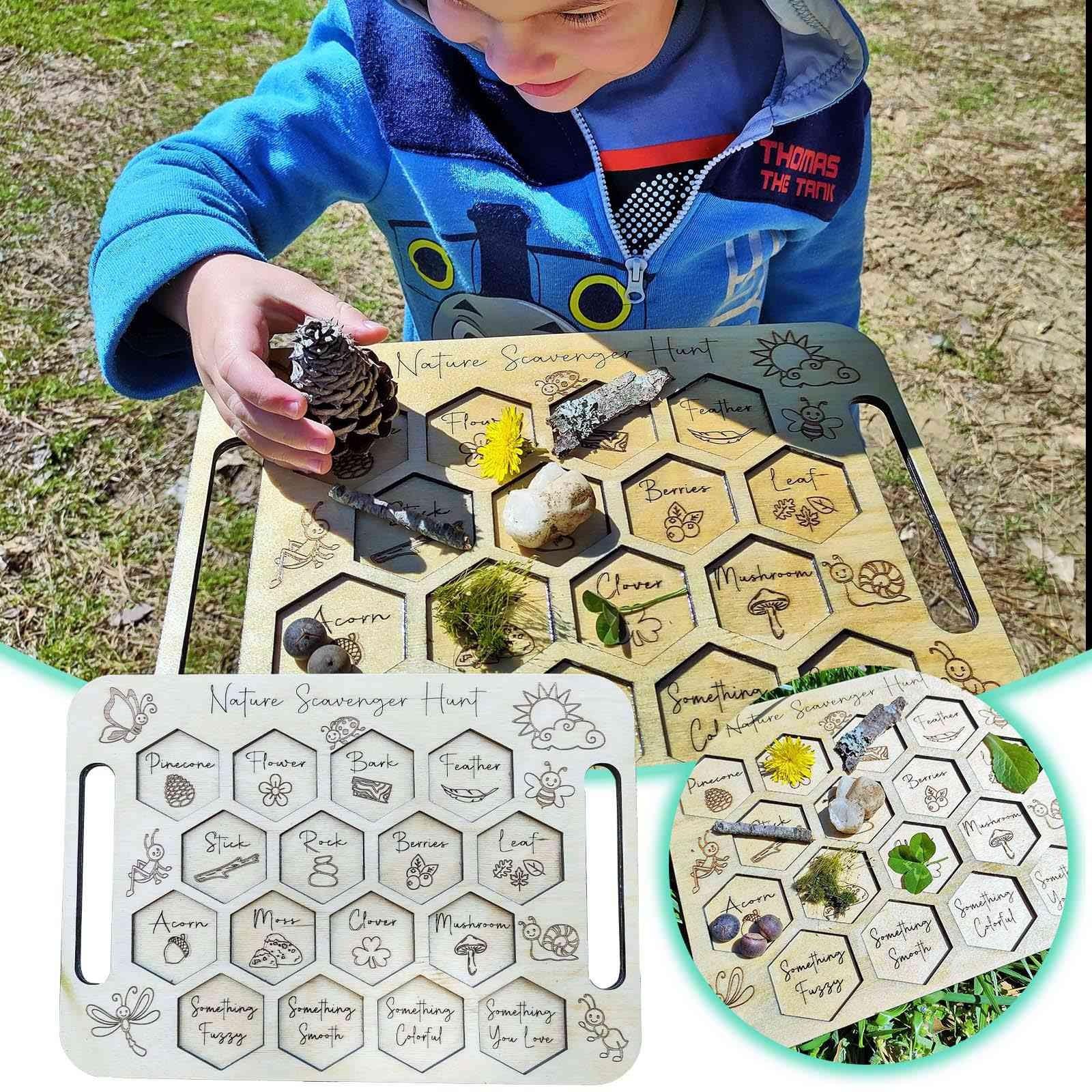 

Wooden Flower Borad Children S Outdoor Exploration Of Nature Spring Baby Game Accessories Nature Hunt Board Pan Ornament One Size розовый