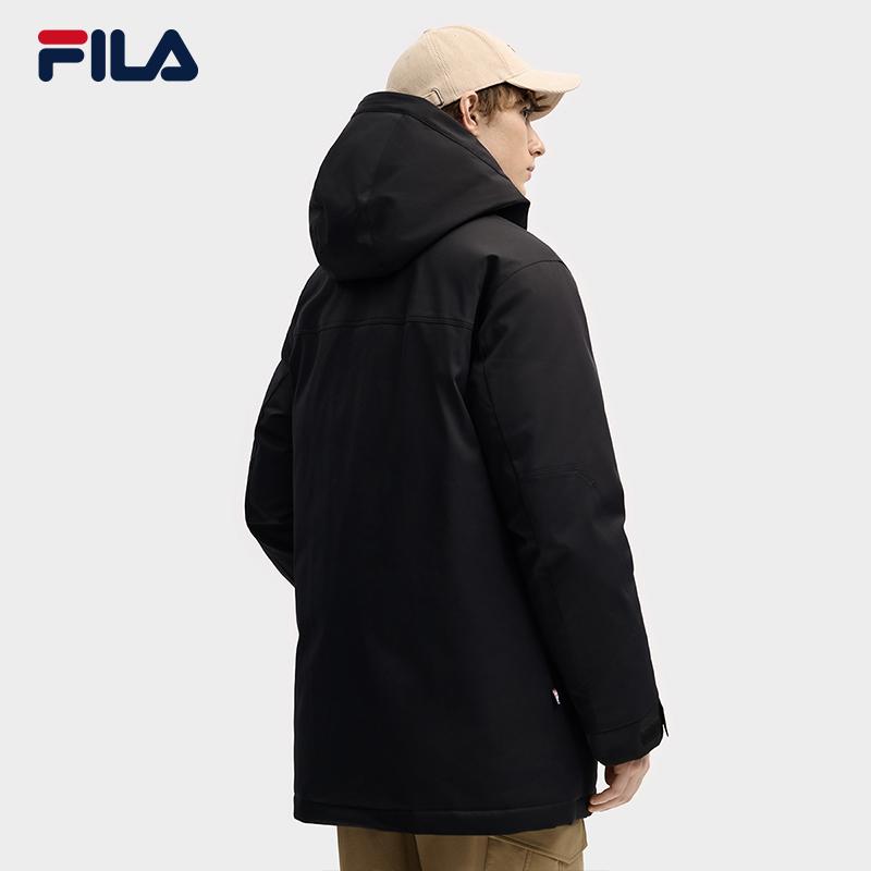Fila Original Fashion Casual Versatile Mid-Length Hooded Down Jacket Men Outerwear Black F11M549902FBK