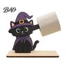 Spooky Bathroom Tissue Storage 2Pcs Halloween Paper Towel Holder, Cartoon Animal Tabletop Roll Dispenser, Wooden Stable Wood Support Stand for Kitchen