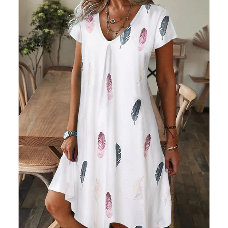 Letní módní dámské šaty s krátkým rukávem a výstřihem do V, krásné květinové tištěné šaty s krátkým rukávem a sexy sukní