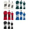 3Pcs PU Leather Golfs Club Head Cover Golfs Driver Headcover Stripe Pattern Fairway Wood Headcover Hybrids Head Cover