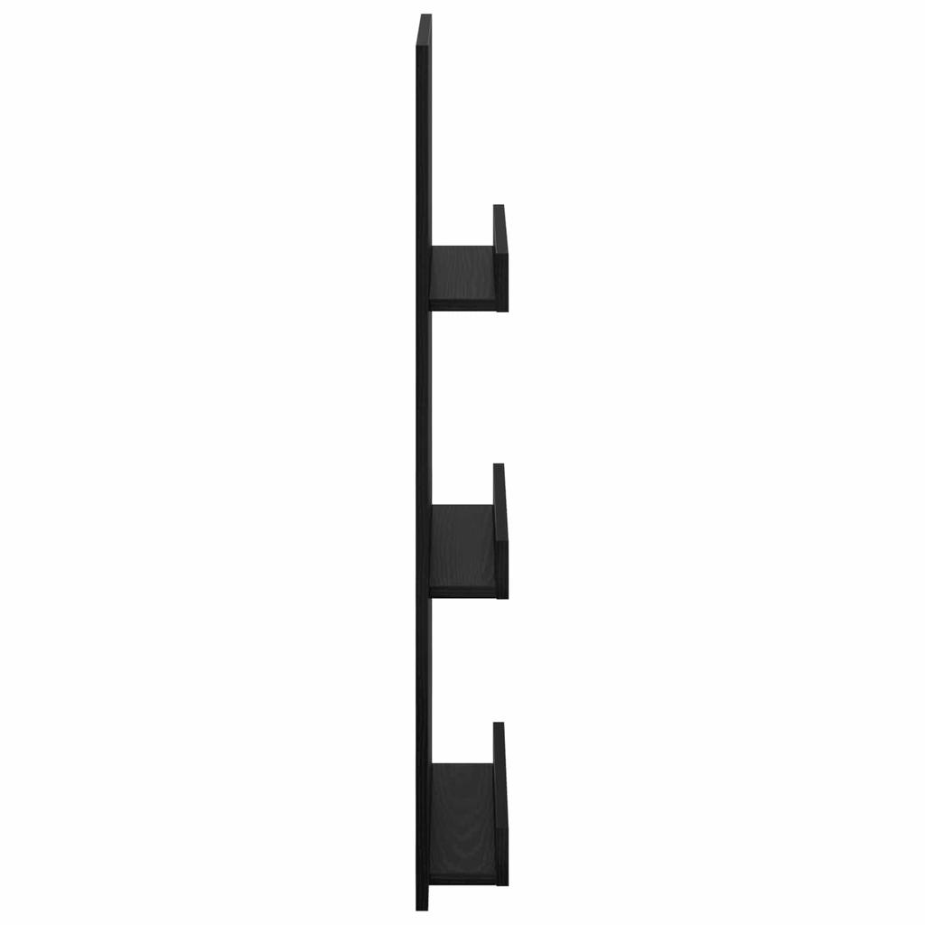 Magazine Rack with Shelf Black Oak Effect 43 x 11 x 102 cm