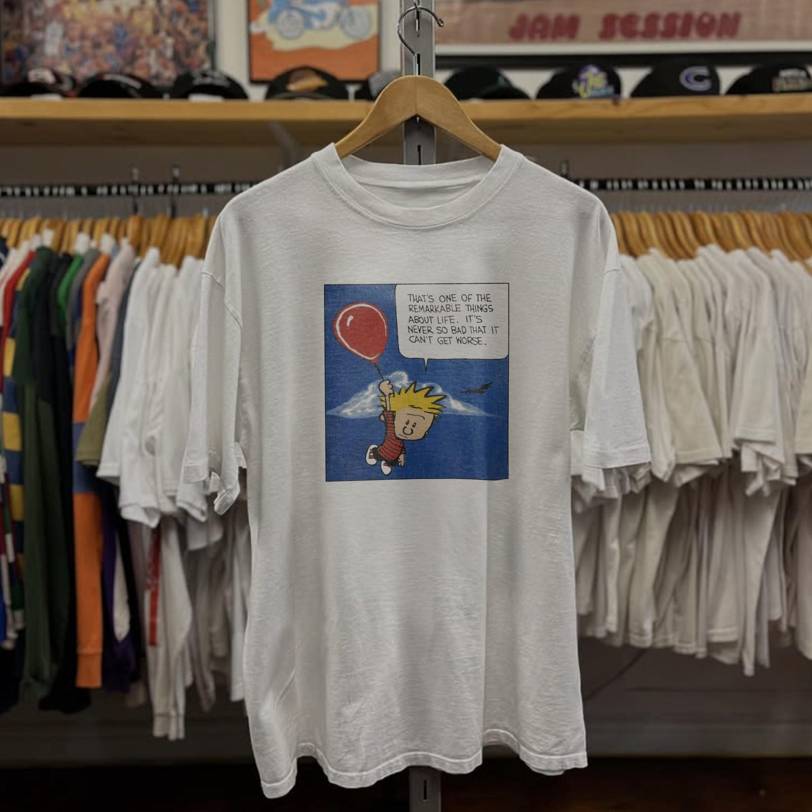 Calvin And Hobbes Life Aged T-Shirt White S S