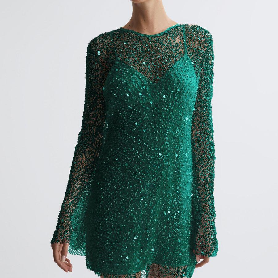 Damen Zweiteiliges Netz-Transparenz-Camikleid Set