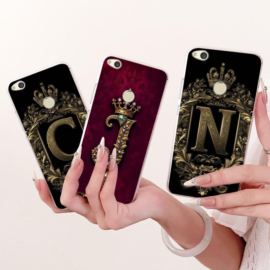 For Huawei P8 P9 Lite 2017 Case PRA-TL10 Luxury Initial Letter Soft Silicone Cover For Honor 8 Lite PRA-LX1 Nova Lite 2017 Shell