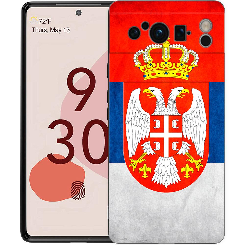 Serbien-Flagge für Google Pixel 8 7 6 Pro 6A 5G, schwarze Handyhülle, weiche, stoßfeste Rückseite, Silikon-TPU-Shell Coque