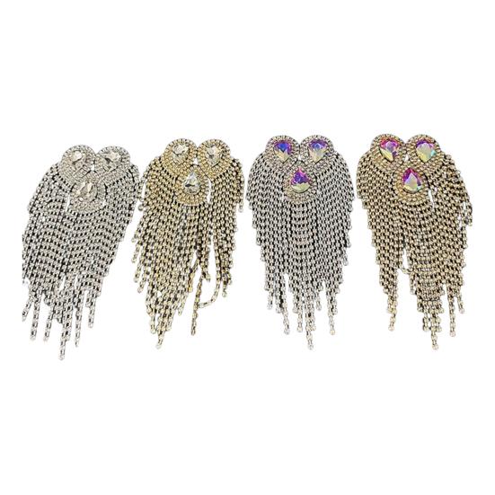 Fringe Rhinestone Epaulette Waterdrop Shoulder Epaulette Sparkling Tassel Epaulet Accessory for Costume Party Stage Performance