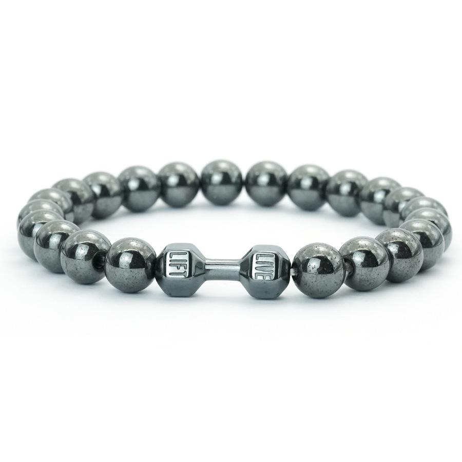 Minimalist Dumbbell Bracelet For Men 8mm Volcanic Stones Hematite Meditation Healing Braslet Motorcycle Cool Riding Accessories