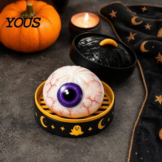 Soft Squishy Halloween Decorations Decompression Toy, with Glitter Dumpling Pumpkin/Eyeball/Ghost Shape, Toys Stress Relief Sensory Fidget for Holiday