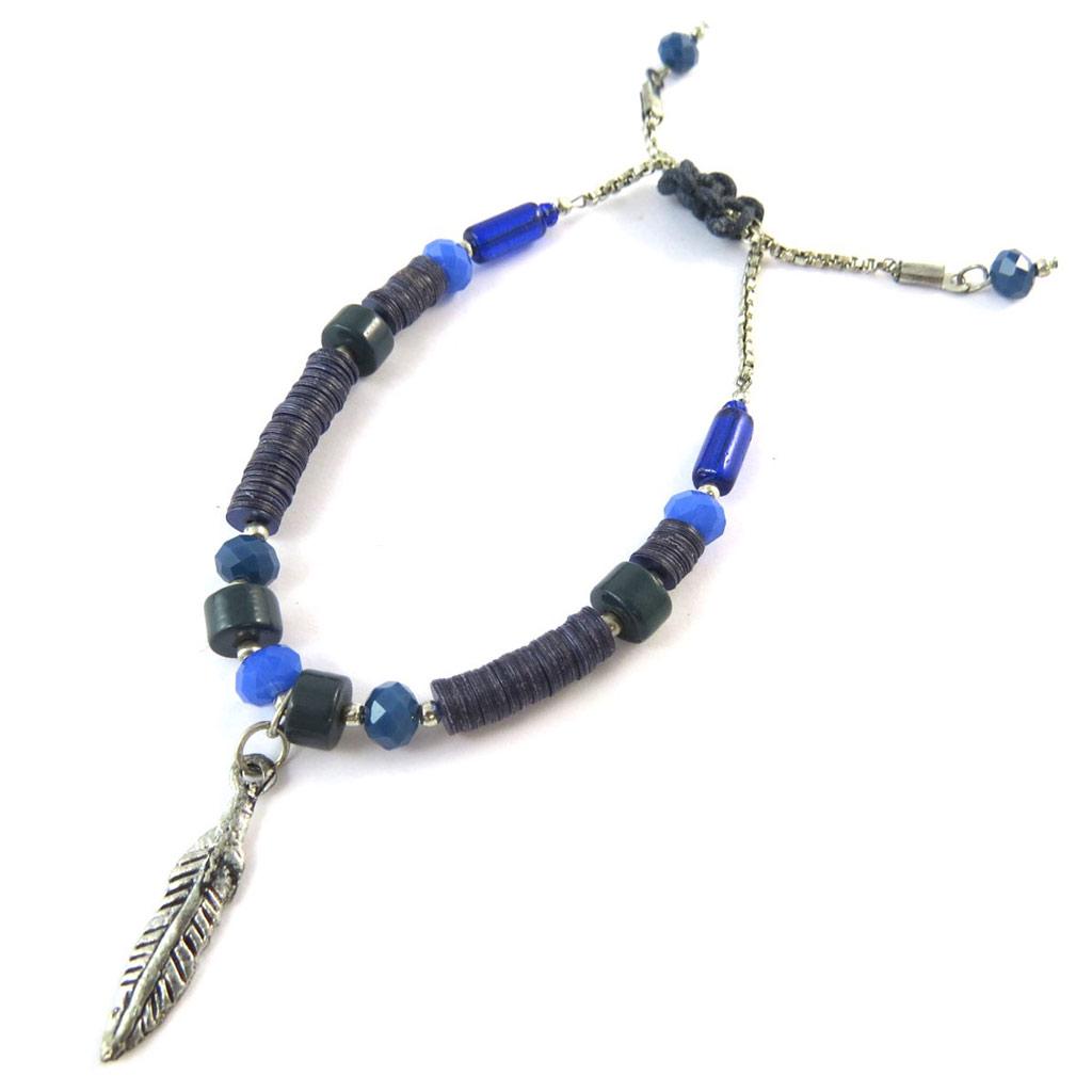Les Trésors De Lily [N8247] - Antiqued Silver Blue 'Navajos' Bracelet