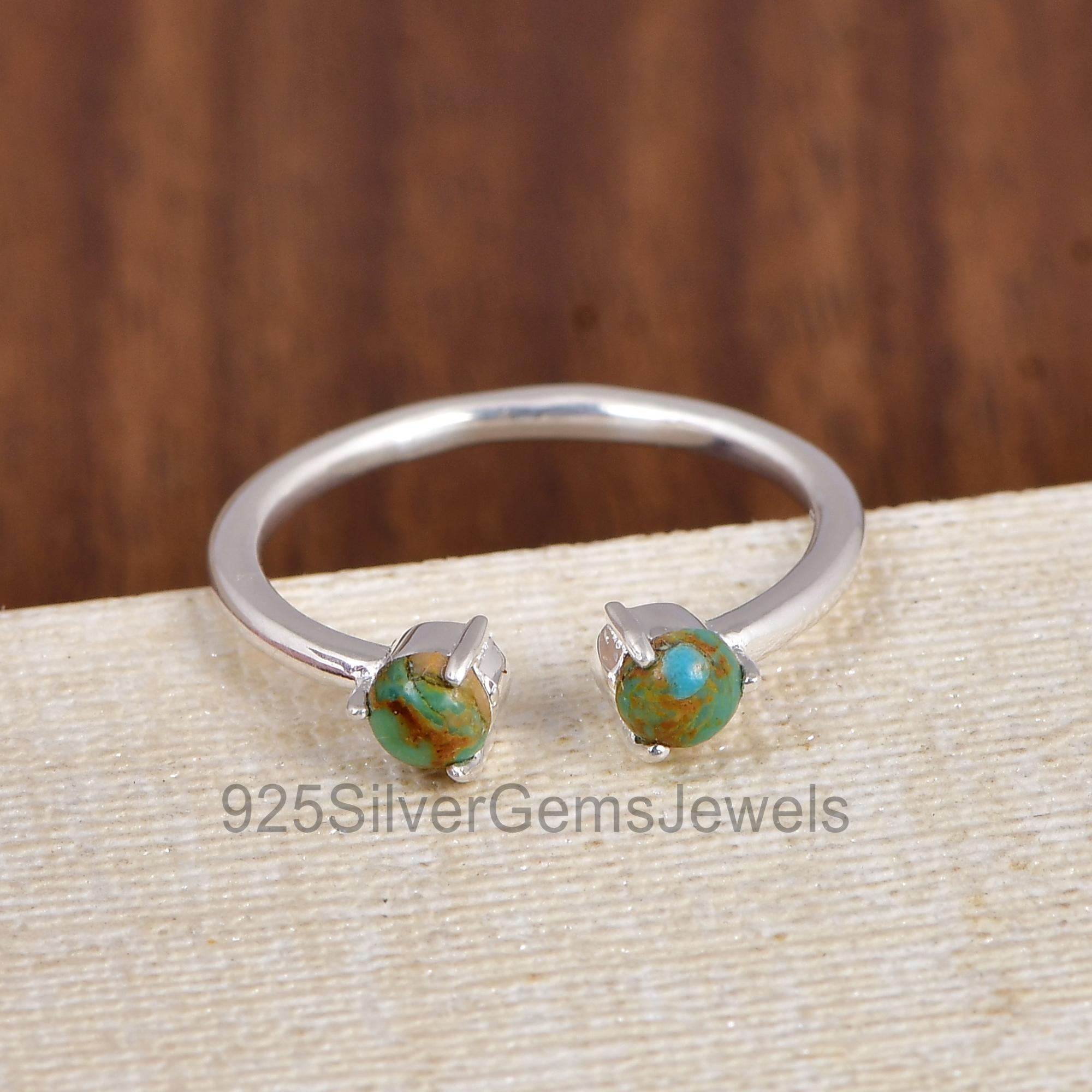 Kingman Turquoise Ring, 925 Sterling Silver Ring, Minimalist Turquoise Band Ring, Dainty Gemstone Ring, December Birthstone Gift 5