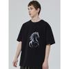 Black T Shirt With Horse Graphic Print For Casual Wear