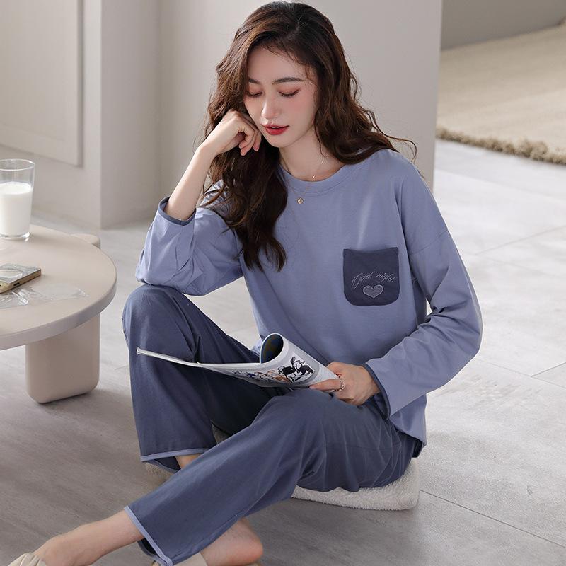 Pajamas Ladies Spring and Autumn Spring and Autumn Cotton Long Sleeve Homewear Cotton Summer Thin Large Size Air Conditioning Clothing