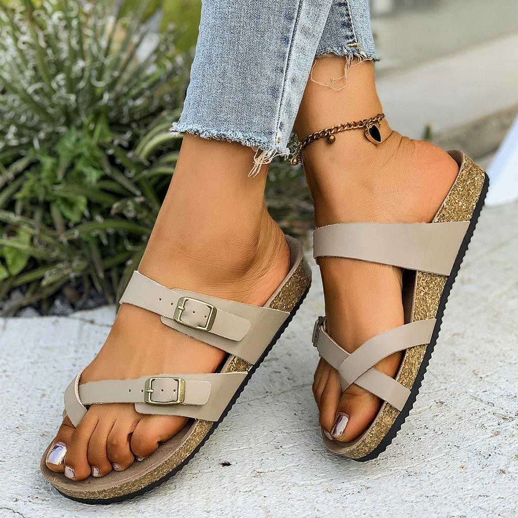 22 years old new set of toes retro large size slippers double-breasted buckle open-toed sandals