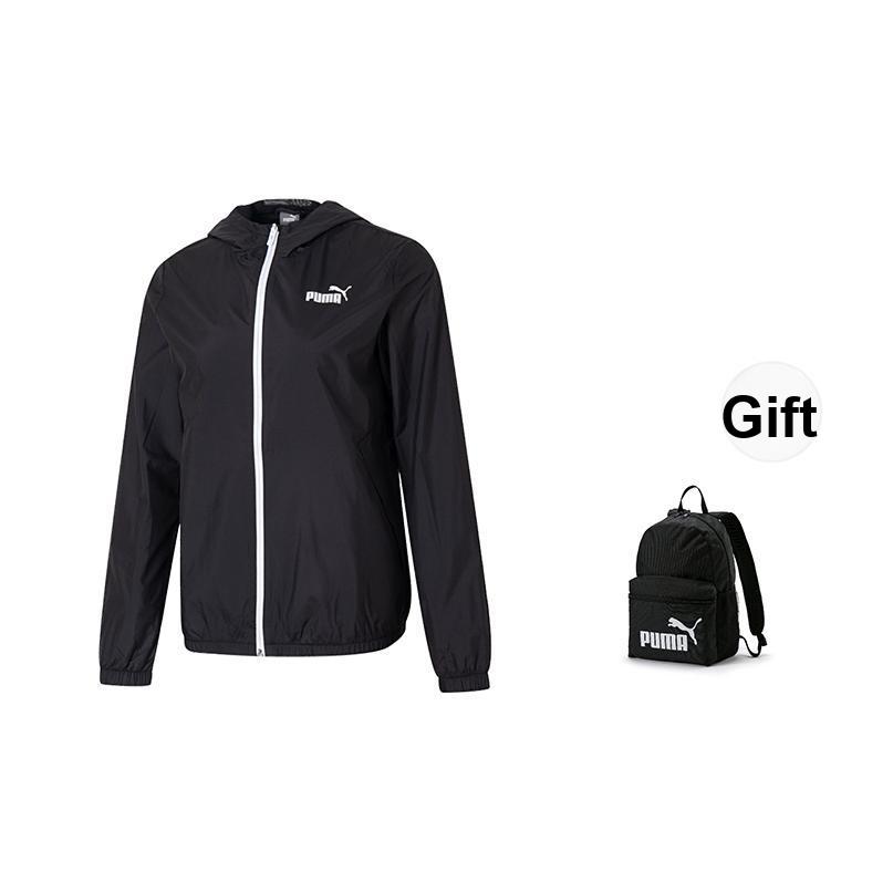 Puma Logo Veste de Course Confortable Coupe-Vent à Capuche Respirante Vestes Femmes Noir 672909-52