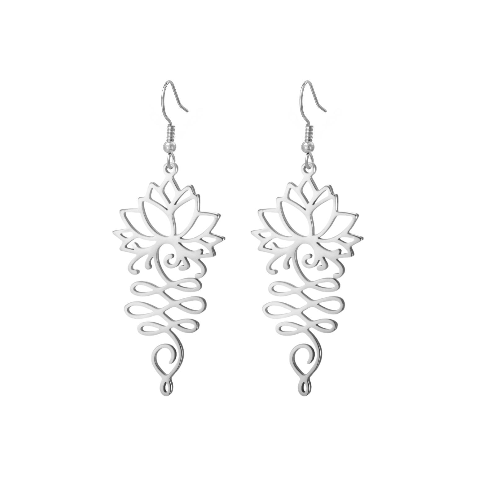 

LIKGREAT Lotus Flower Earrings for Women Stainless Steel Drop Earring Yoga Buddhism Unique Jewelry Amulet Birthday Gift