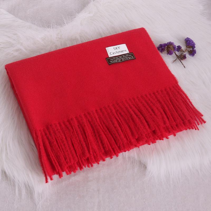 Women's Winter Solid Color Tassel Scarf - Thick Warm Korean Style Monochrome Imitation Cashmere Shawl