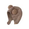 Children Hat with Bear Ear Design Solid Color Button Closure Elastic Breathable Winter Cap Cold Weather Accessory