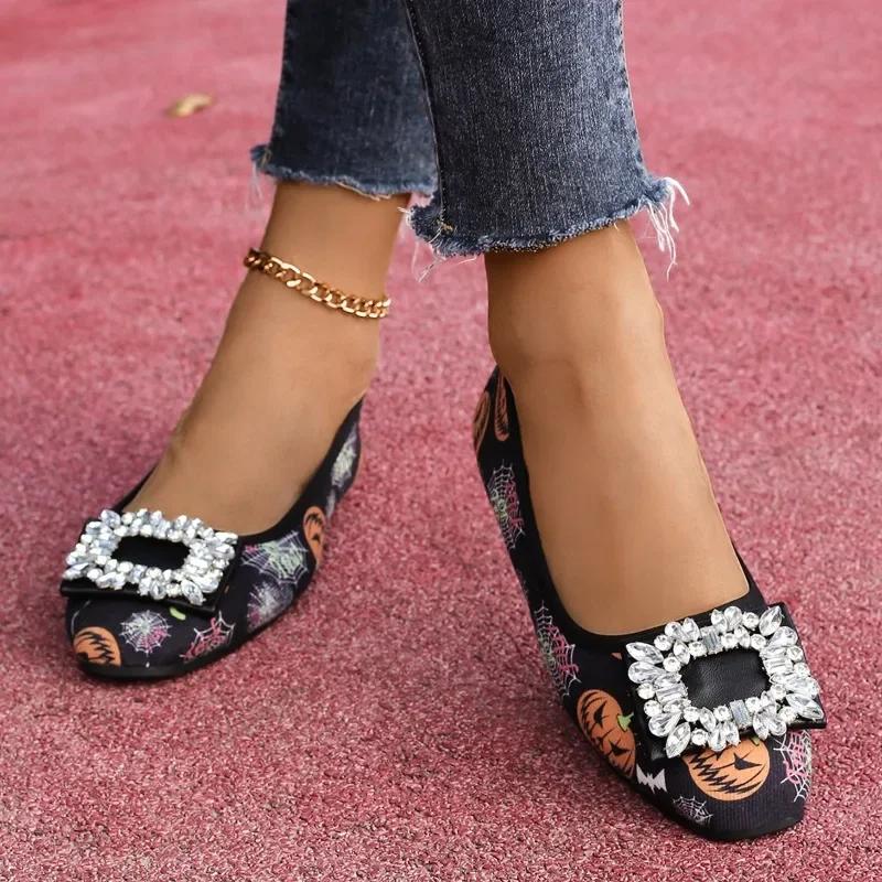 Fashion Shoes for Women 2024 Hot Sale One Kick Women's Flats Autumn Round Toe Rhinestones Mixed Colors Flat Casual Comfortable Shoes