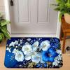 1Pcs Anti Fatigue Kitchen Rugs, Blue White Floral Print Waterproof Non-Slip Thick Cushioned Kitchen Mat Heavy Duty Comfort Standing Mat for Kitchen