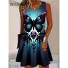 Summer Sleeveless Dress Women Fashionable Colorful Flowers Butterflies 3d Print Versatile Mini Dresses Comfortable Plus Size 8XL Soft Breathable Dress