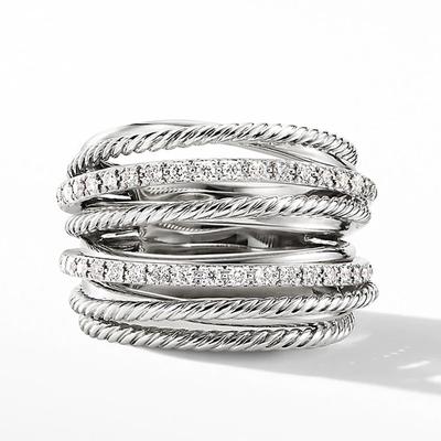 Silberfarbene Mehrreihige Ringe Glänzende Zirkonia Metallischer OL-Stil Büro-Lady Vielseitige Fingerringe für Frauen Modeschmuck