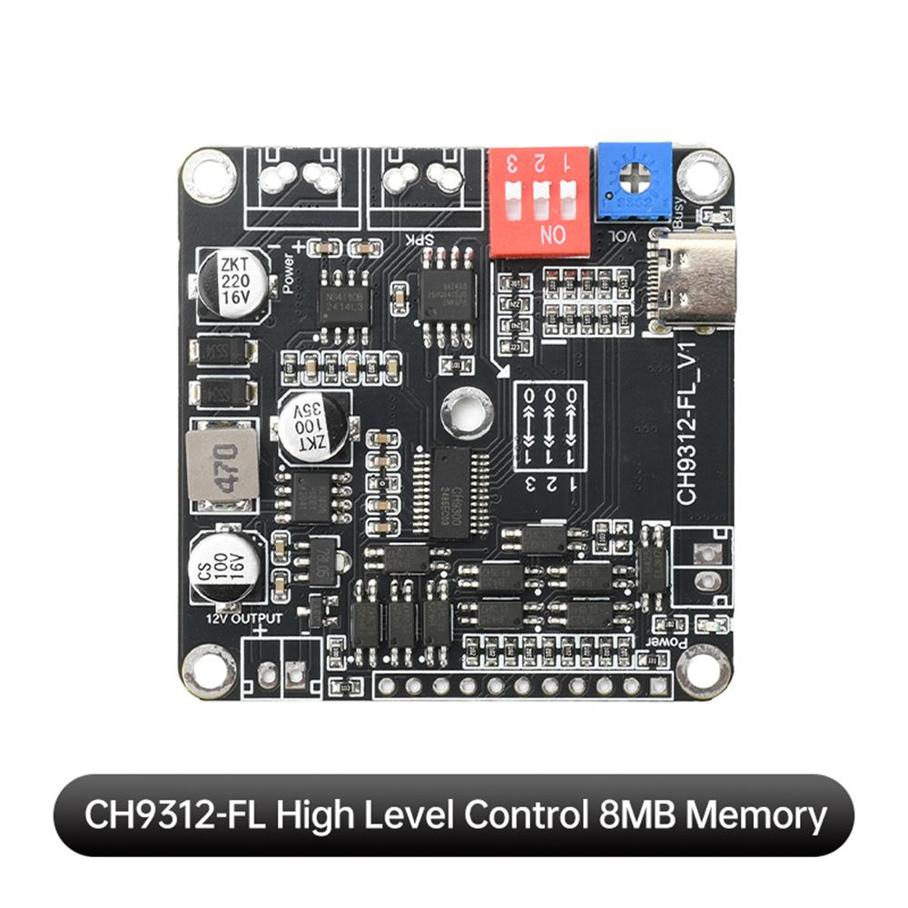 CH9311 Voice Playback Module 10-channel 1-to-1 control MP3 Music Player Audio Amplifier  8MB memory/insert TF card DC 6-35V 20W