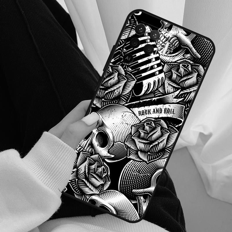 Rock and Roll Skull Case For Oppo A18 A38 A58 A78 A98 A80 A60 A40 A96 A76 A16 A94 A74 A54 A15 A17 A57 A77 A5 Pro