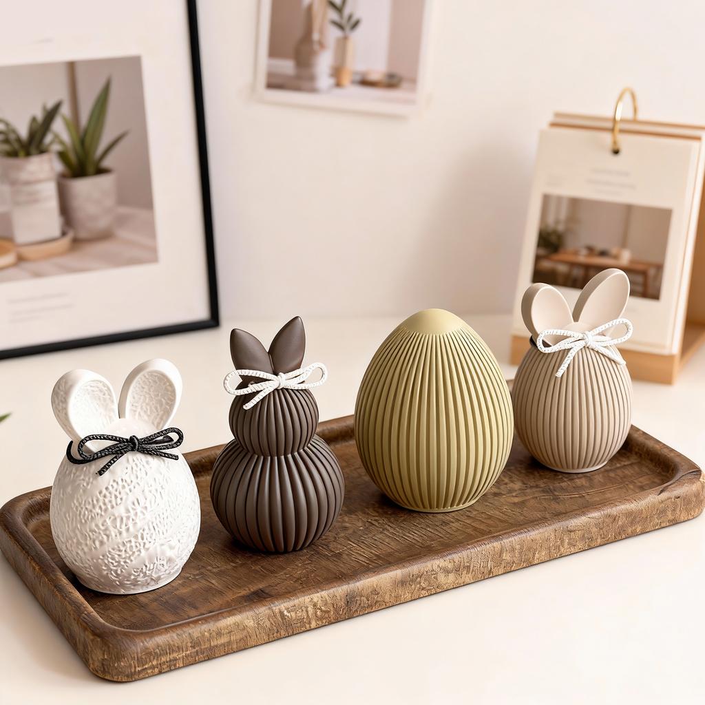Easter Hare Eggs Silicone Molds Striped Candle Silicone Molds for Resin Casting Candle Soap Chocolate Home Decoration