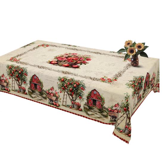 Christmas Tablecloth Winter Snowman Xmas Tree Wreath Design Rectangle Tablecloths Washable Fabric Table Cover